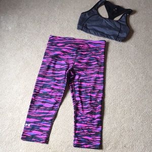 Workout outfit with under armour heat gear capris